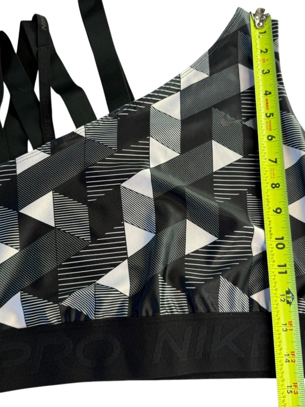 NIKE PRO Crop Top Sports Bra Black / White Triangles Serena. Asymmetrical M - Picture 10 of 12